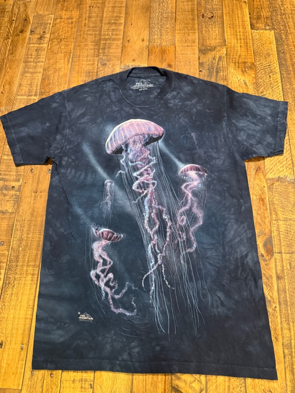 The Mountain Black Tie-Dye Tee with Pink Jellyfish Graphic
